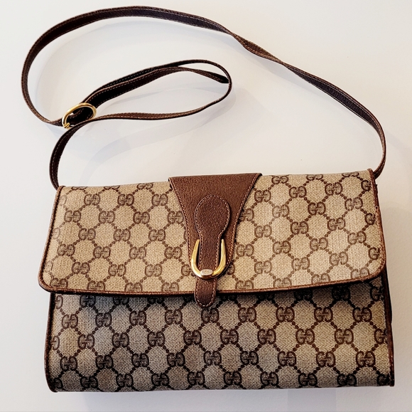 GUCCI Flap Crossbody Clutch GG Monogram Bag Vintage - Picture 3 of 16